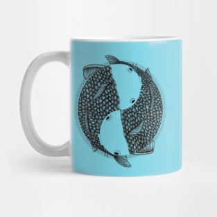 Pisces - Fish Koi - Japanese Tattoo Style (black and white) Mug